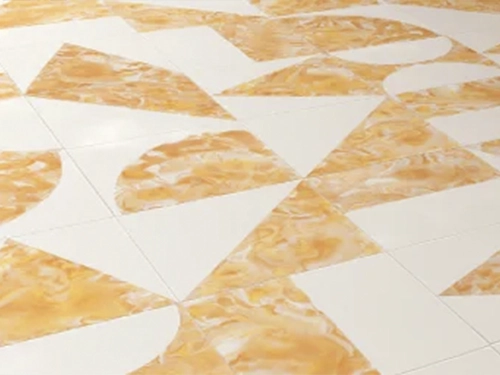 Flow cement tiles floor orange and white
